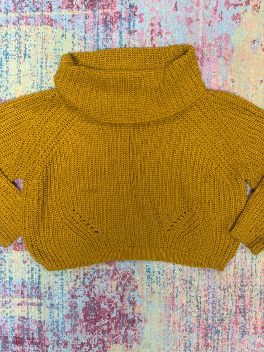 moon & madison Mustard Cropped Turtleneck Sweater